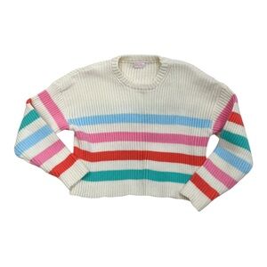 Pink Lily Multicolor Stripe Knit Crewneck Sweater - Size Small